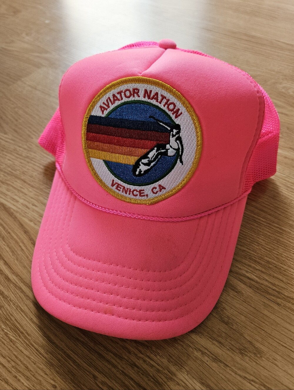 Aviator Nation Neon Pink Trucker Mesh Hat Cap Snap Back Venice CA